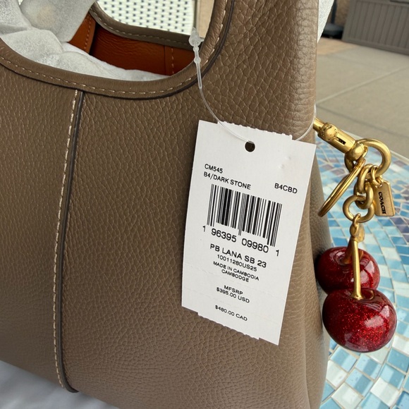 NWT Coach Lana 23 Dark Stone and Cherry Bag Charm - Picture 3 of 16